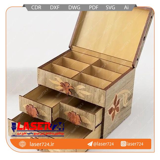 تصویر طرح برش لیزر جعبه نظم دهنده درب دار #1